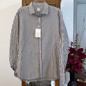 NWT $228 GMF 965 Blue & Yellow Striped Shirt 43 / 17
